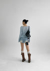 Yuuni U-Neck Summer Ribbed Long Sleeve Tee