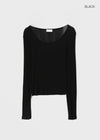 Yuuni U-Neck Summer Ribbed Long Sleeve Tee
