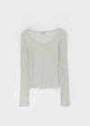 Yuuni U-Neck Summer Ribbed Long Sleeve Tee