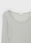 Yuuni U-Neck Summer Ribbed Long Sleeve Tee