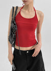 Kaeli Slim Fit Line Halter Sleeveless Top