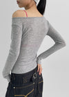Bueno Shirring Boat Neck Summer Long Sleeve Tee