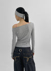 Bueno Shirring Boat Neck Summer Long Sleeve Tee