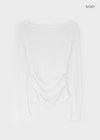 Bueno Shirring Boat Neck Summer Long Sleeve Tee