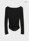 Bueno Shirring Boat Neck Summer Long Sleeve Tee