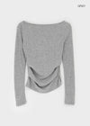 Bueno Shirring Boat Neck Summer Long Sleeve Tee