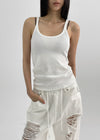Crow U-Neck Ribbed Sleeveless Top