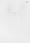Crow U-Neck Ribbed Sleeveless Top