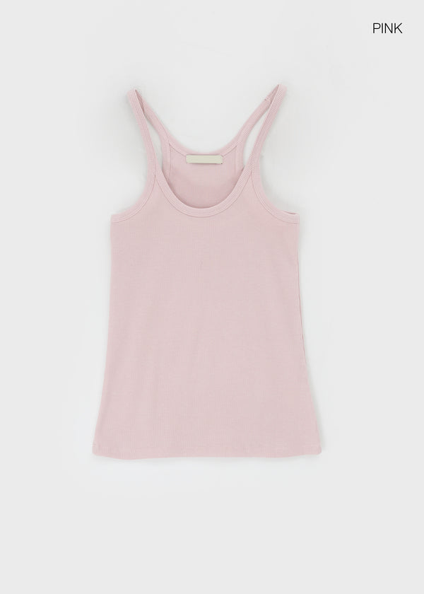 Crow U-Neck Ribbed Sleeveless Top