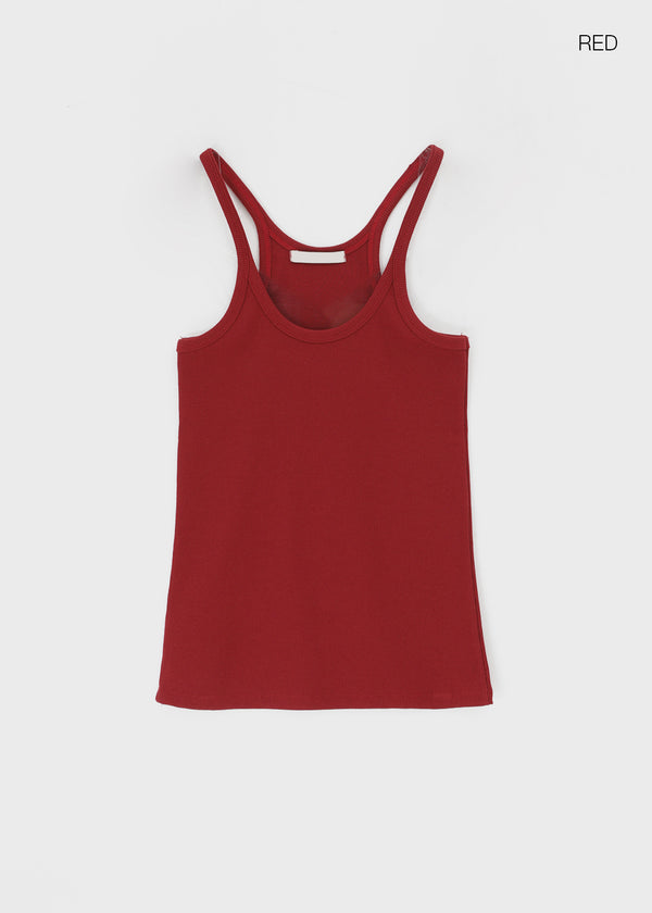 Crow U-Neck Ribbed Sleeveless Top