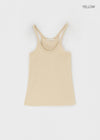 Crow U-Neck Ribbed Sleeveless Top