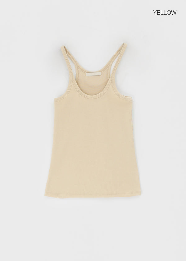 Crow U-Neck Ribbed Sleeveless Top