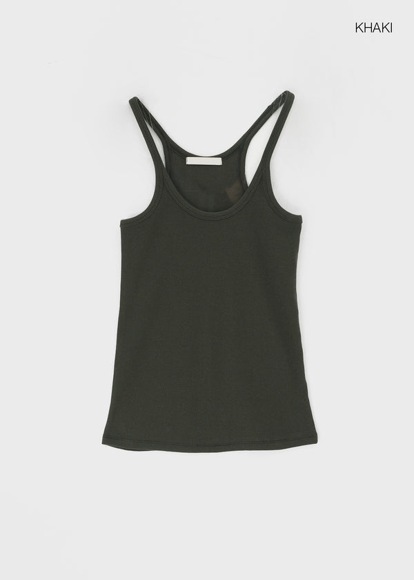 Crow U-Neck Ribbed Sleeveless Top