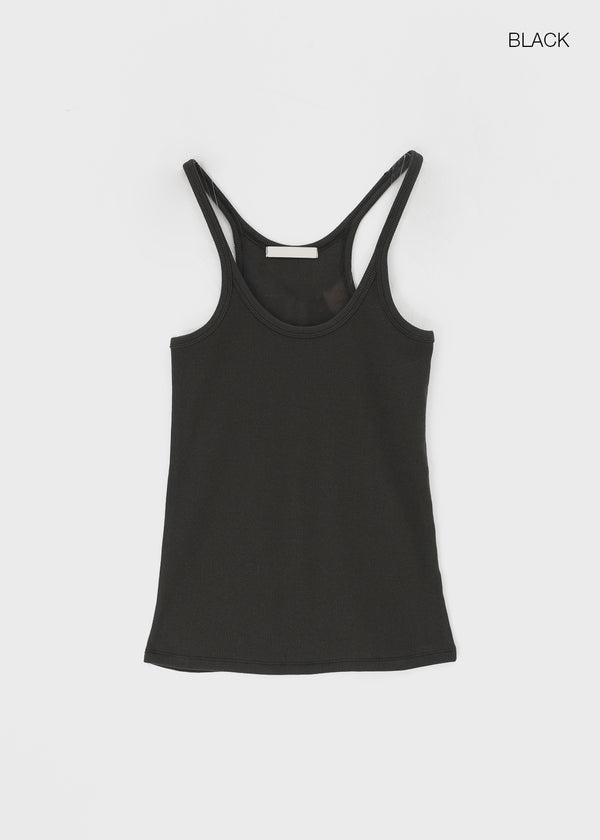 Crow U-Neck Ribbed Sleeveless Top