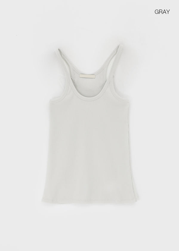 Crow U-Neck Ribbed Sleeveless Top