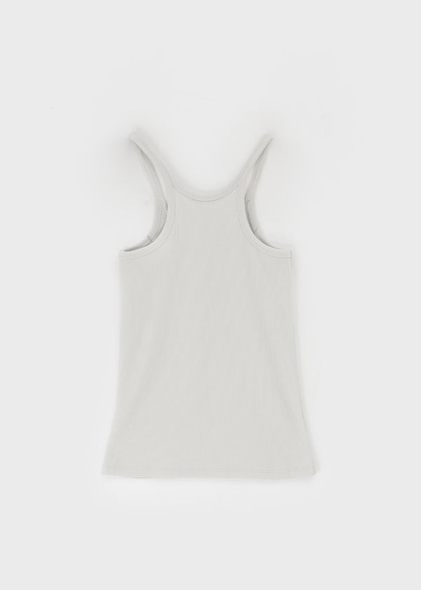 Crow U-Neck Ribbed Sleeveless Top