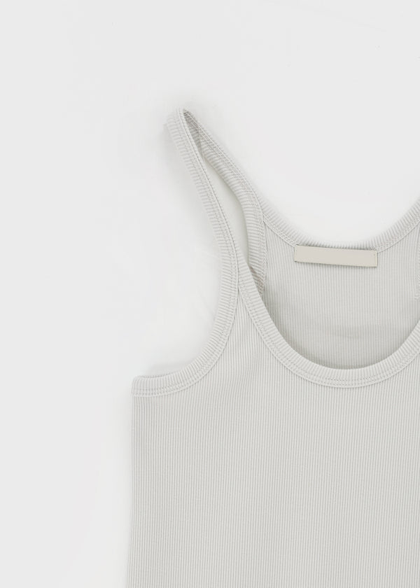 Crow U-Neck Ribbed Sleeveless Top
