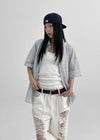 (UNISEX) Mochobi Oversized Check Short Sleeve Shirt
