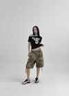 Ranno Printed Asymmetric Off-Shoulder Short Sleeve Tee