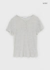 Ruttin Stripe Henley Neck Roll-Up Short Sleeve Tee