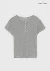 Ruttin Stripe Henley Neck Roll-Up Short Sleeve Tee