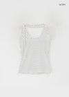Kyone Button Strap Dot Halter Sleeveless Top
