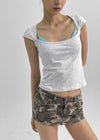 Raikun Square Cap Sleeve Short Sleeve Tee