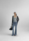 Nexa Deep V-Neck Dot Summer Ribbed Cardigan