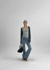 Nexa Deep V-Neck Dot Summer Ribbed Cardigan
