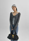 Nexa Deep V-Neck Dot Summer Ribbed Cardigan