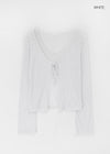 Nexa Deep V-Neck Dot Summer Ribbed Cardigan