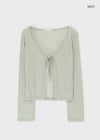 Nexa Deep V-Neck Dot Summer Ribbed Cardigan