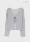 Nexa Deep V-Neck Dot Summer Ribbed Cardigan