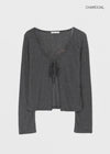 Nexa Deep V-Neck Dot Summer Ribbed Cardigan