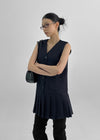 Ikuri V-Neck Pleated Mini Dress