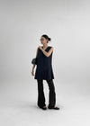 Ikuri V-Neck Pleated Mini Dress
