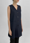 Ikuri V-Neck Pleated Mini Dress