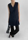 Ikuri V-Neck Pleated Mini Dress