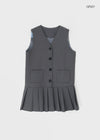 Ikuri V-Neck Pleated Mini Dress
