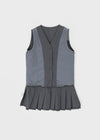 Ikuri V-Neck Pleated Mini Dress