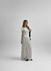 Uniding pin tuck back band nylon slacks