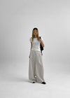 Uniding pin tuck back band nylon slacks
