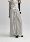 Uniding pin tuck back band nylon slacks