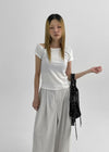 Uniding pin tuck back band nylon slacks