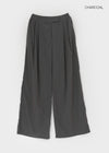 Uniding pin tuck back band nylon slacks