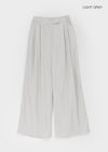Uniding pin tuck back band nylon slacks