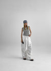 Unpring semi-crop button sleeveless