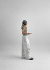 Unpring semi-crop button sleeveless