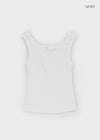 Unpring semi-crop button sleeveless