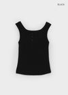 Unpring semi-crop button sleeveless
